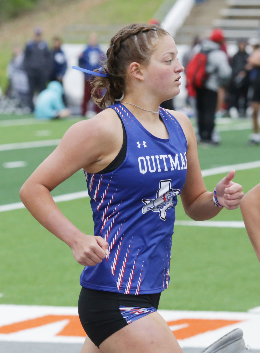 Madyson Pence competes for Quitman in the 800 meter race.